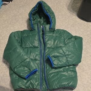 Stella McCartney Green Puffer Jacket with Blue Accents